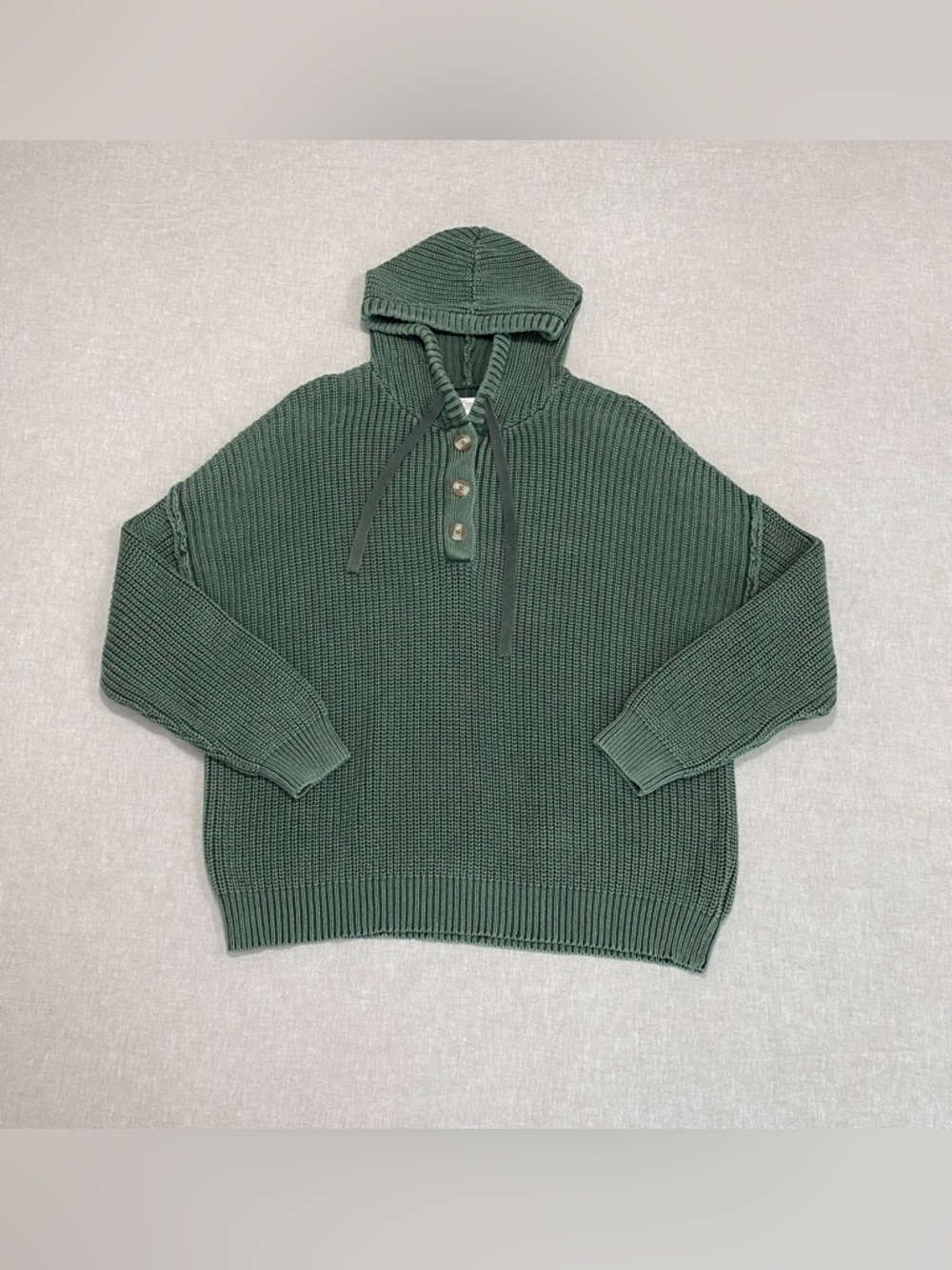 Natural Reflections Olive Green Knit Hooded Pullover Sz XXL 100% Cotton